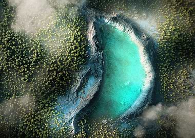 Aerial View of Turquoise Lake Crater