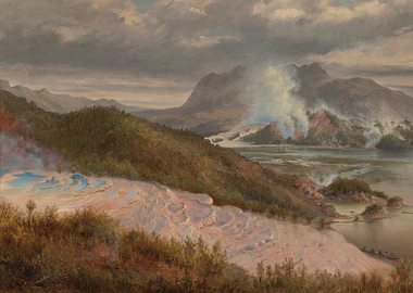 Landscape Painting with Geothermal Activity