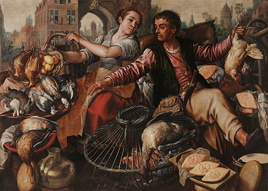 Market Scene with Man and Woman