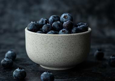 Bowl of Fresh Blueberries Still Life