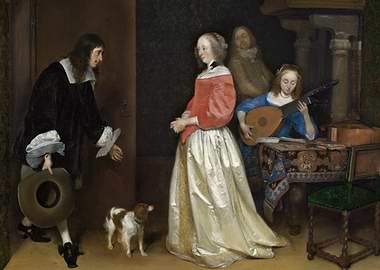 Elegant 17th Century Scene Painting