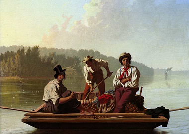 Raftsmen Playing Cards by Bingham Painting
