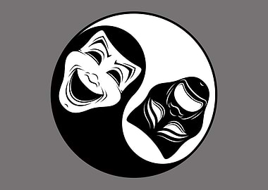 Theater Yin Yang Design - Comedy and Tragedy Masks