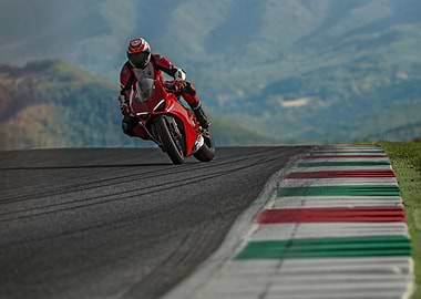 Red Motorcycle on Racetrack