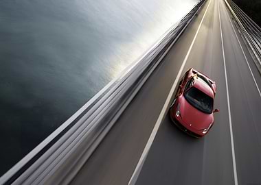 Red Ferrari on a Bridge