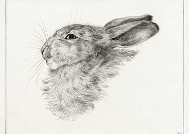 Pencil Drawing of a Hare,Jean Bernard