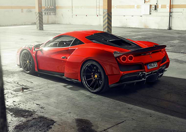 Red Ferrari in Industrial Setting