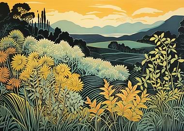 Floral Mountains Landscape