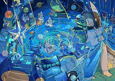 Dreamy Space Adventure with Moon Rabbit