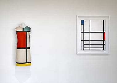 Mondrian-inspired dress and framed artwork