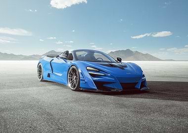 Blue McLaren on Asphalt Road