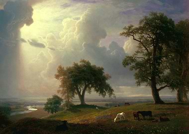 Landscape with Cows and Storm Clouds