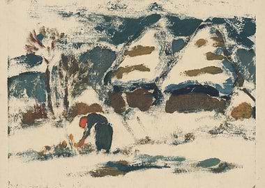 Winter Landscape with Figure and Houses