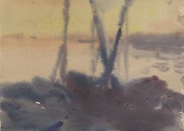 Abstract Watercolor Painting of Boats