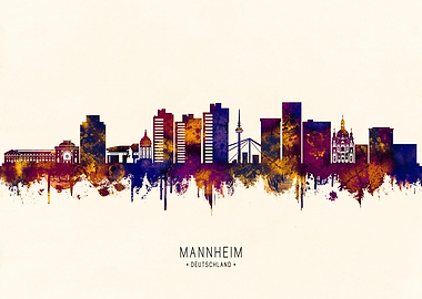 Mannheim Skyline Watercolor Art Print