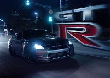 Nissan GT-R at Night