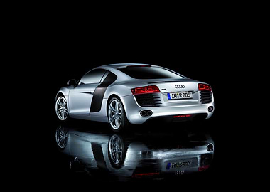 Silver Audi R8 on Black Background