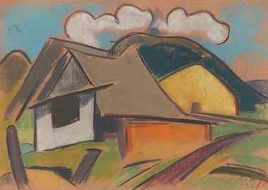 Pastel Drawing of a Rural Landscape