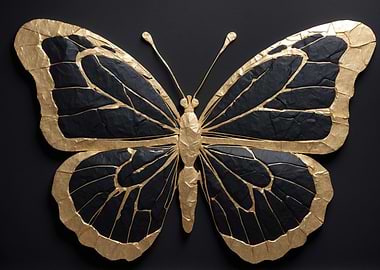 Black and Gold Butterfly Art