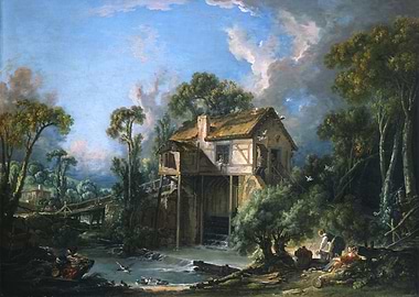 Landscape with Water Mill Painting