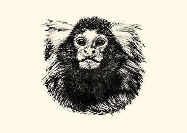 Marmoset Monkey Portrait Illustration