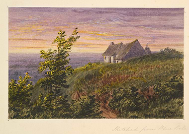 Coastal Cottage Watercolor Landscape Painting