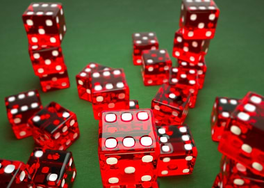 Red Dice on Green Background