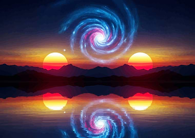 Galactic Sunset Reflection