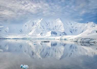 Antarctic Landscape with Mountains and Ice