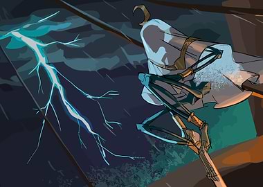 Stormy weather with a hooded figure