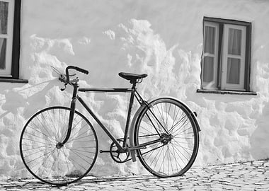 Vintage Bicycle Against White Wall