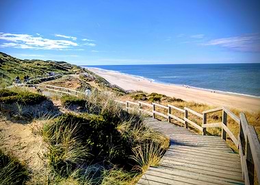 Coastal Boardwalk Leading to Sandy Beach