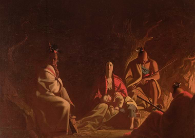 Native American Family by Firelight Painting