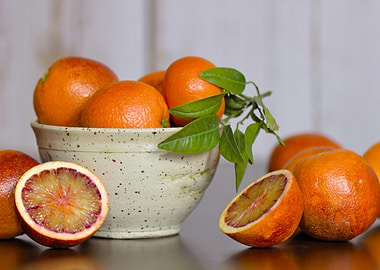Blood Oranges in Bowl Still Life