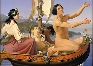 Painting of figures in a boat