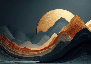 Golden Sun Over Layered Mountains