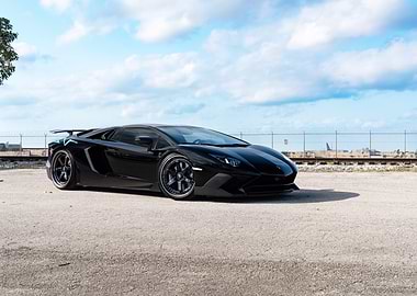 Sleek Black Lamborghini Aventador