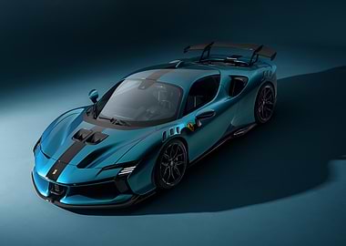 Teal Ferrari SF90 XX Stradale