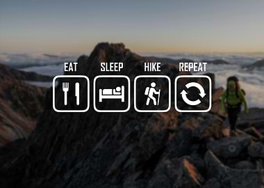 Eat Sleep Hike Repeat Mountain Landscape