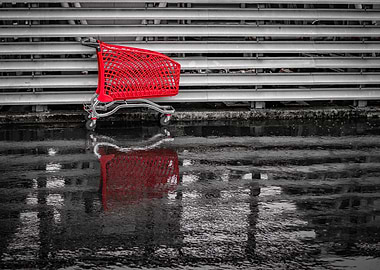 Red Shopping Cart Reflection