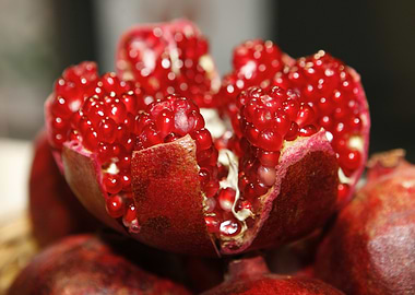 Ripe Pomegranate Bursting with Seeds