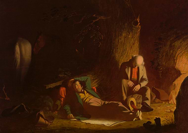 Resting Travelers by a Tree Painting