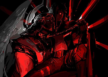 Dark Fantasy Duo in Red and Black