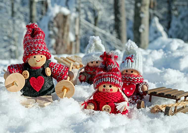 Winter Gnomes in Snowy Landscape