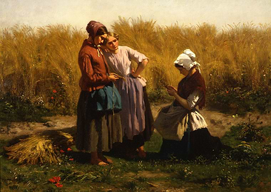 Women in a Wheat Field Painting