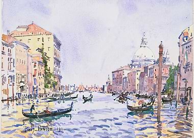 Venice Canal Watercolor Painting