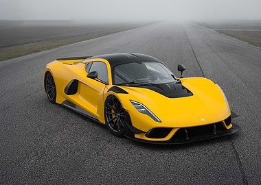 Yellow Hennessey Venom F5 on Road