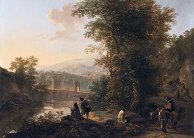 Landscape with Bridge and Figures