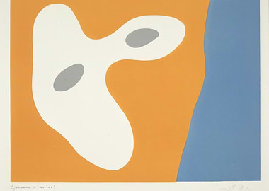 Abstract Shapes in Orange, White, and Blue by jean arp