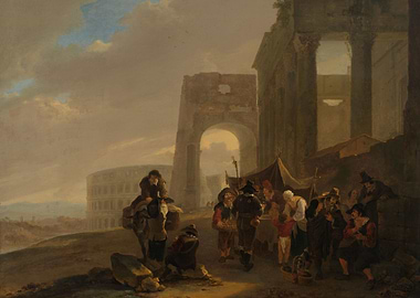 Roman Ruins with Figures Painting